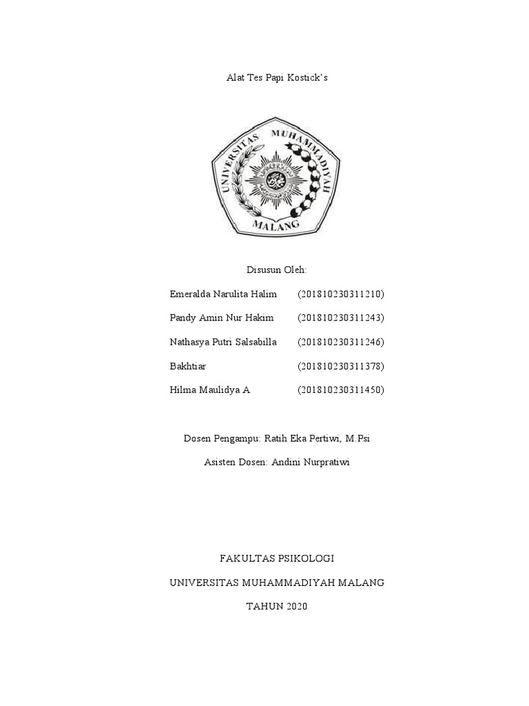 Paper Alat Tes Papi Kostick | PDF