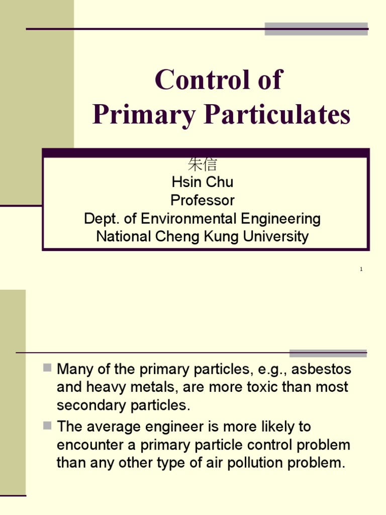 Primary Particulate Control Methods | PDF | Electron | Gases