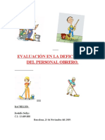 Evaluación en La Deficiencia Del Personal Obrero