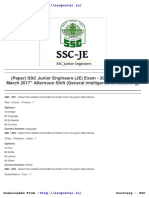 SSC Junior Engineer Exam Paper General Intelligence and Reasoning 2 March 2017 Afternoon Shift PDF