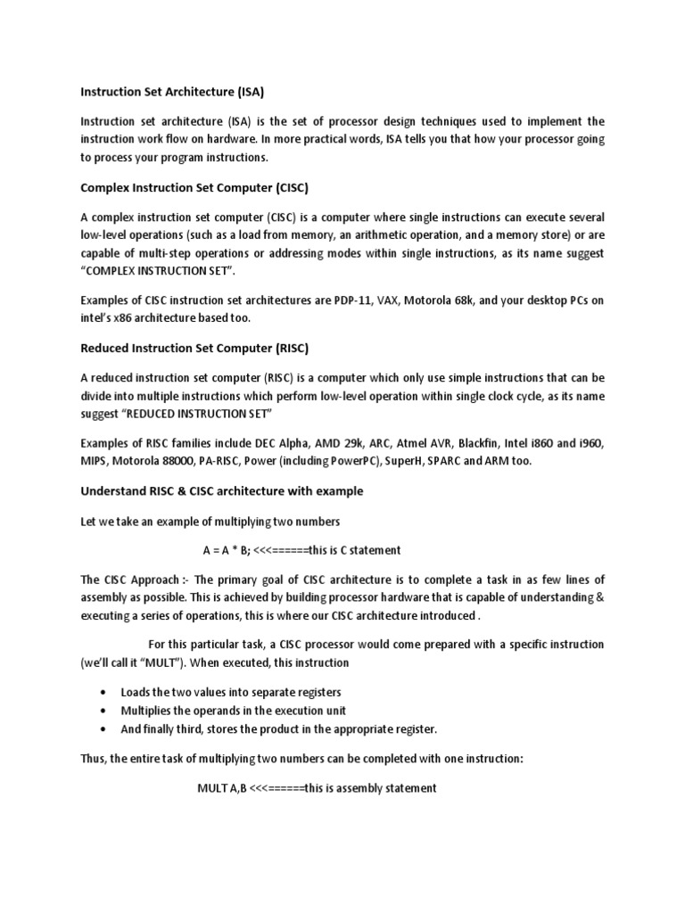 Instruction Set Architecture | PDF | Central Processing Unit ...