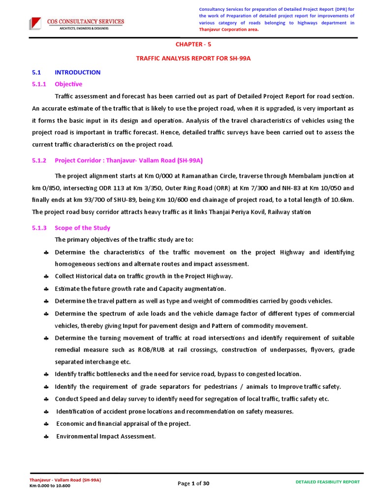 Traffic Survey Analysis Report For Sh 99a Pdf Traffic Road