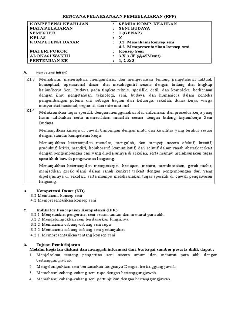 RPP Konsep Seni | PDF
