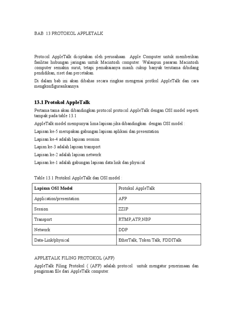 Protokol dan Konfigurasi AppleTalk | PDF