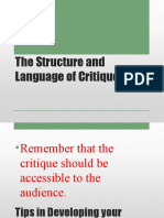 The Structure and Language of Critique