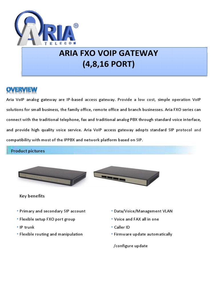A Comprehensive Overview of the Aria FXO VoIP Gateway Features