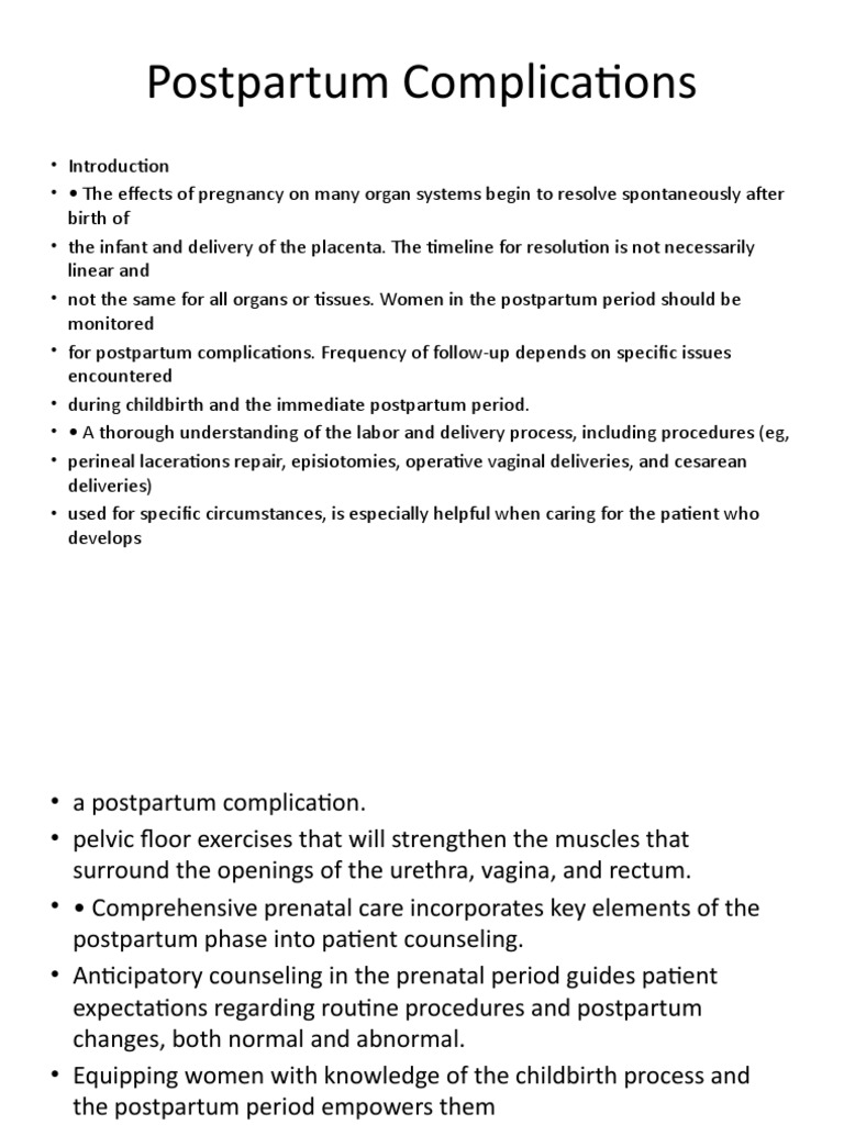 Postpartum Complications Urinary Incontinence Childbirth