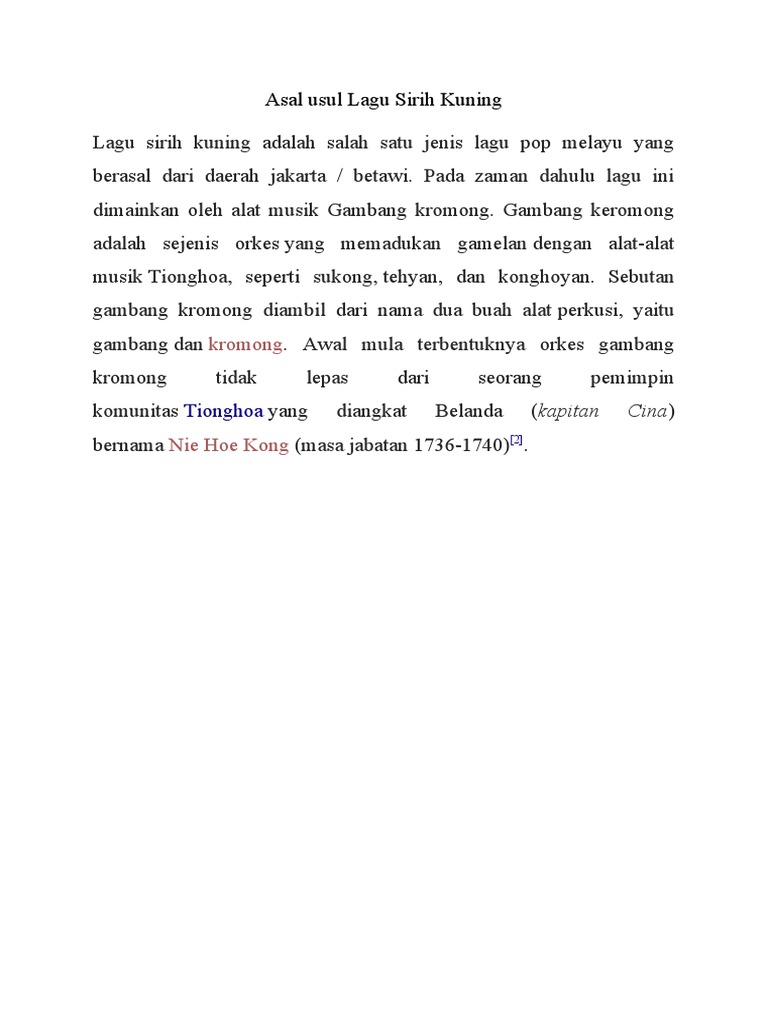 Asal Usul Lagu Sirih Kuning | PDF | Seni