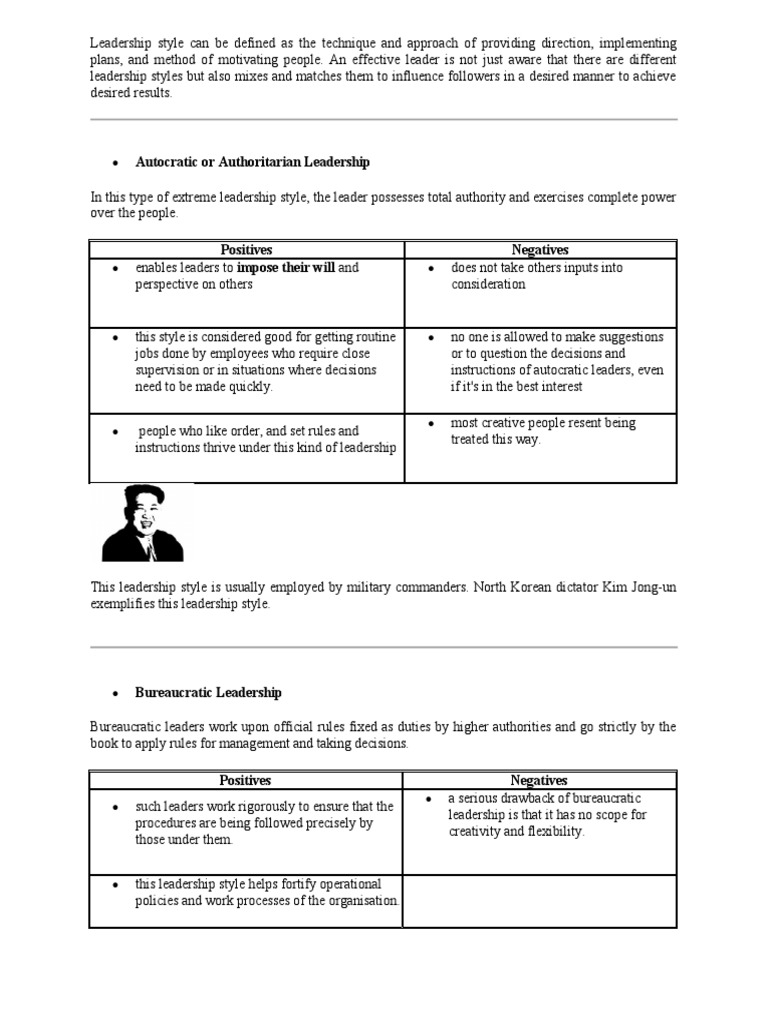 Overview of Leadership Styles and Examples | PDF | Servant Leadership ...