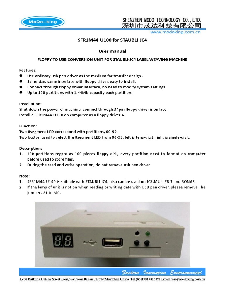 SFR1M44-U100 Manual for Staubli JC4 | PDF