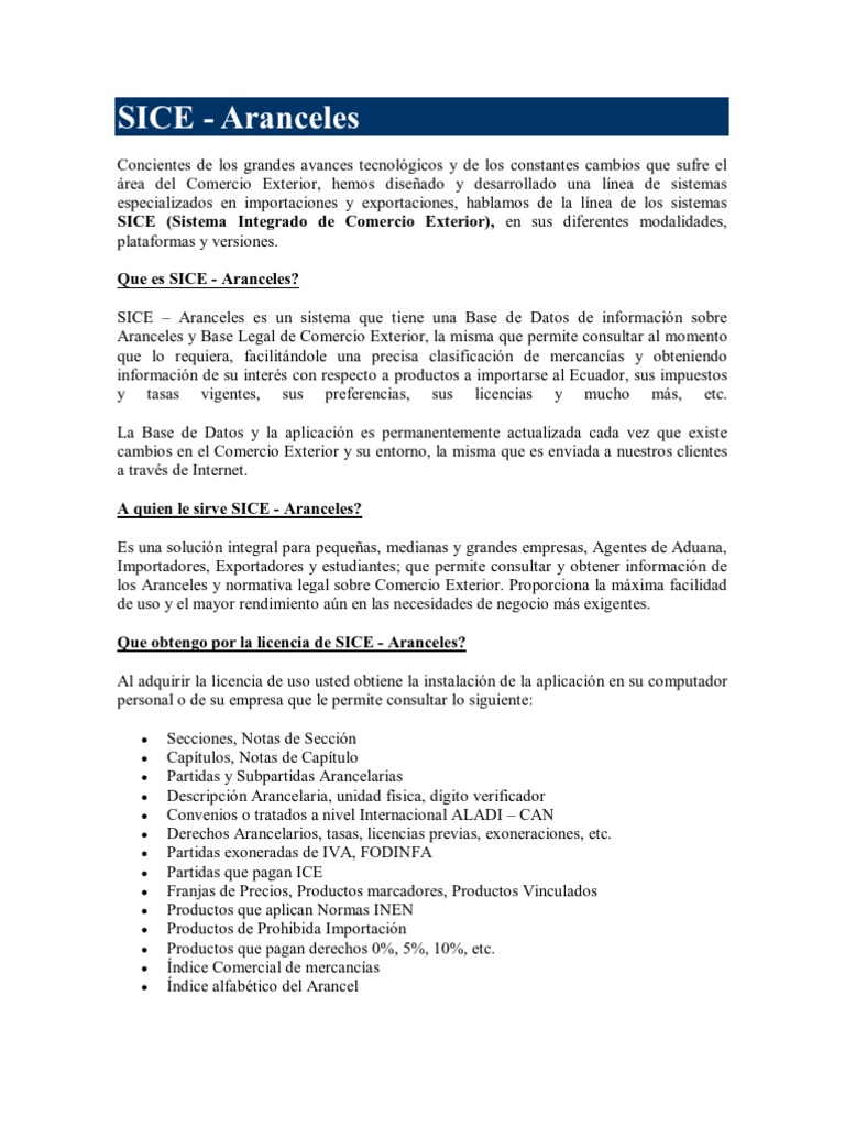 SICE | PDF | El comercio internacional | Arancel
