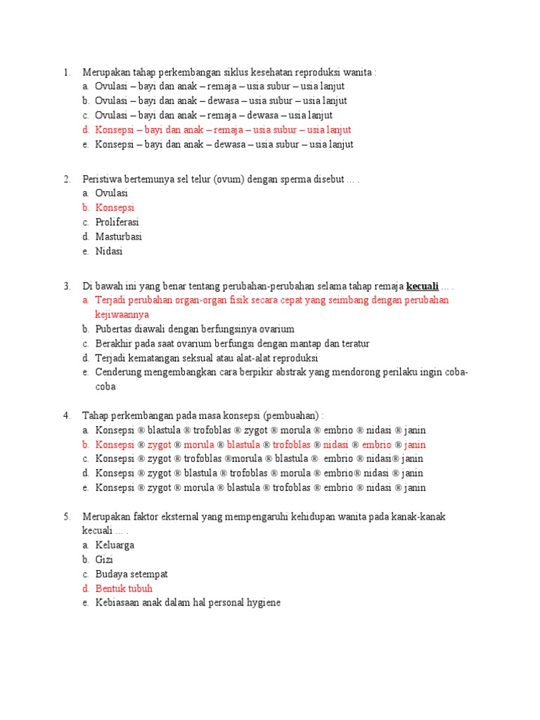 Soal Kesehatan Repro | PDF | Pengembangan Diri | Sains & Matematika