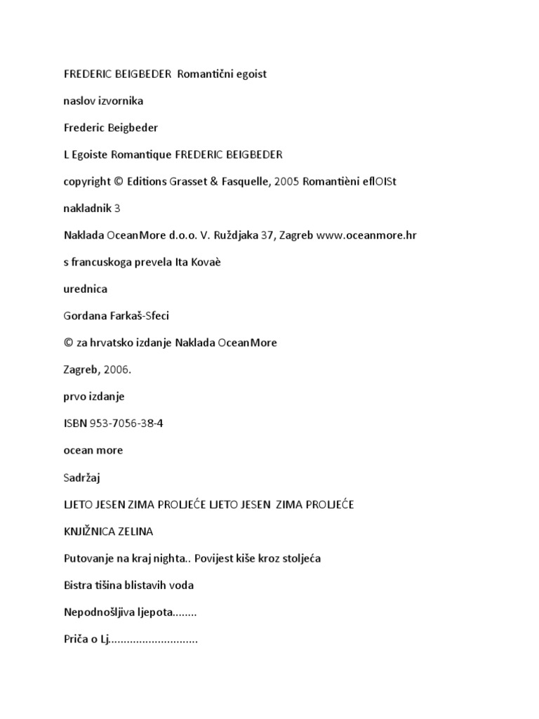 FREDERIC BEIGBEDER Romantični Egoist PDF 