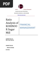 Ratio Analysis of Kohinoo R Sugar Mill: Financial Managemant