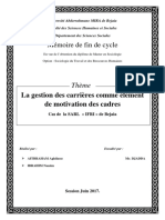 La Gestion Des Carrières Comme Élément de Motivation Des Cadres PDF