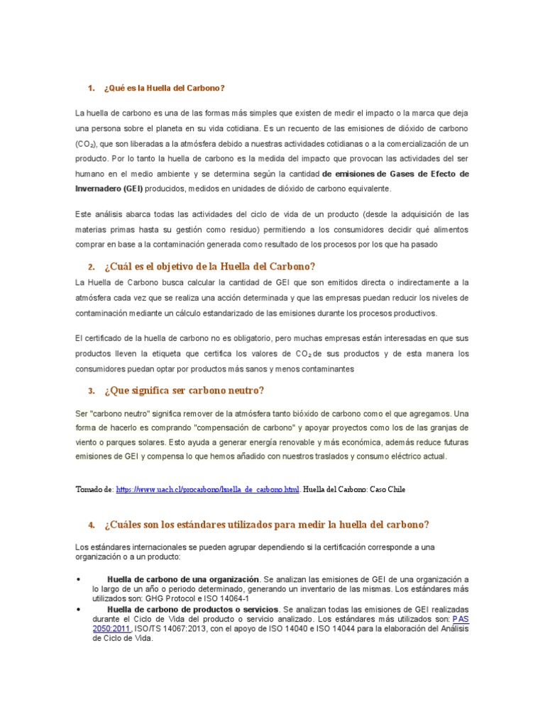 Huella Del Carbono | PDF | Huella de carbono | Naturaleza