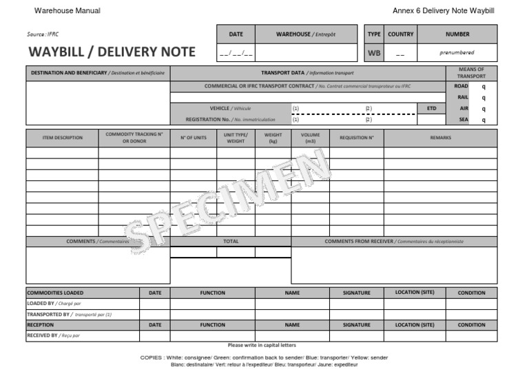 LOG-2-8-FLEETWAREHOUSE-TEMPLATE-Waybill-Delivery Note-IFRC | PDF ...