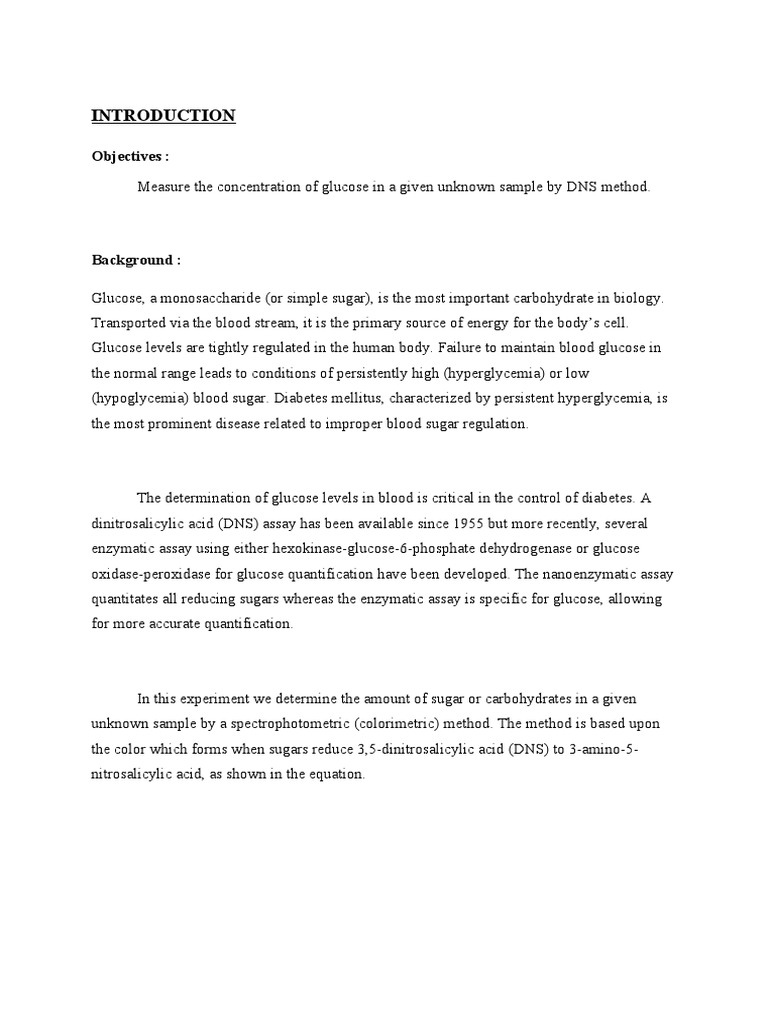 Glucose Assay by Dinitrosalicylic Colorimetric Method PDF