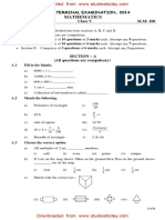 Second Terminal Examination 2014 Maths