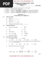 Class 5 Maths Sample Question Paper | PDF | Area | Volume