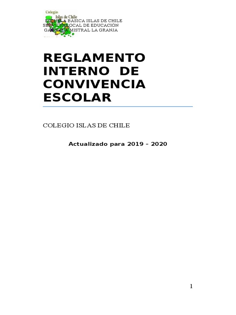 Reglamento Interno de Convivencia Escolar | PDF | Comportamiento ...