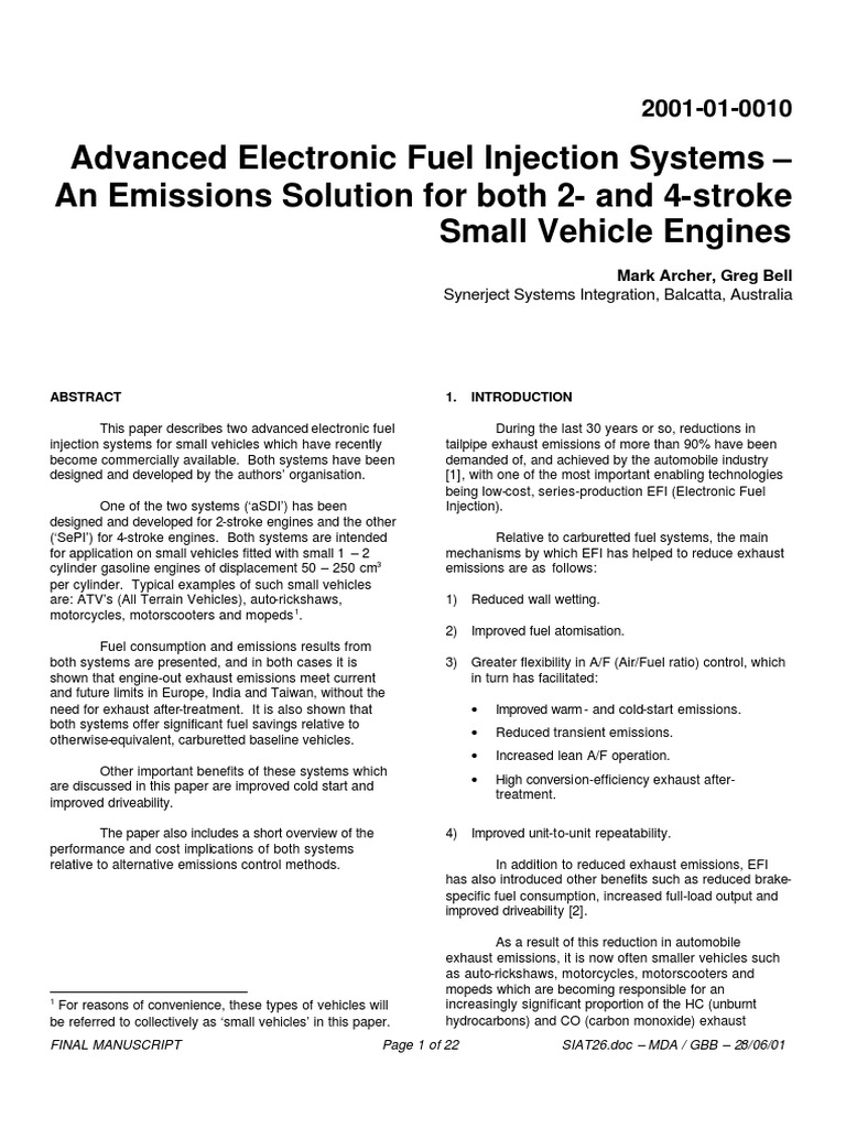 Synerject Fuel Injection Systems Overview | PDF | Fuel Injection ...