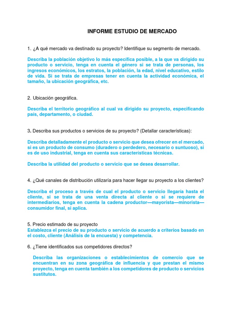 Informe de Estudio de Mercado Ejemplo | PDF | Producto (Negocio