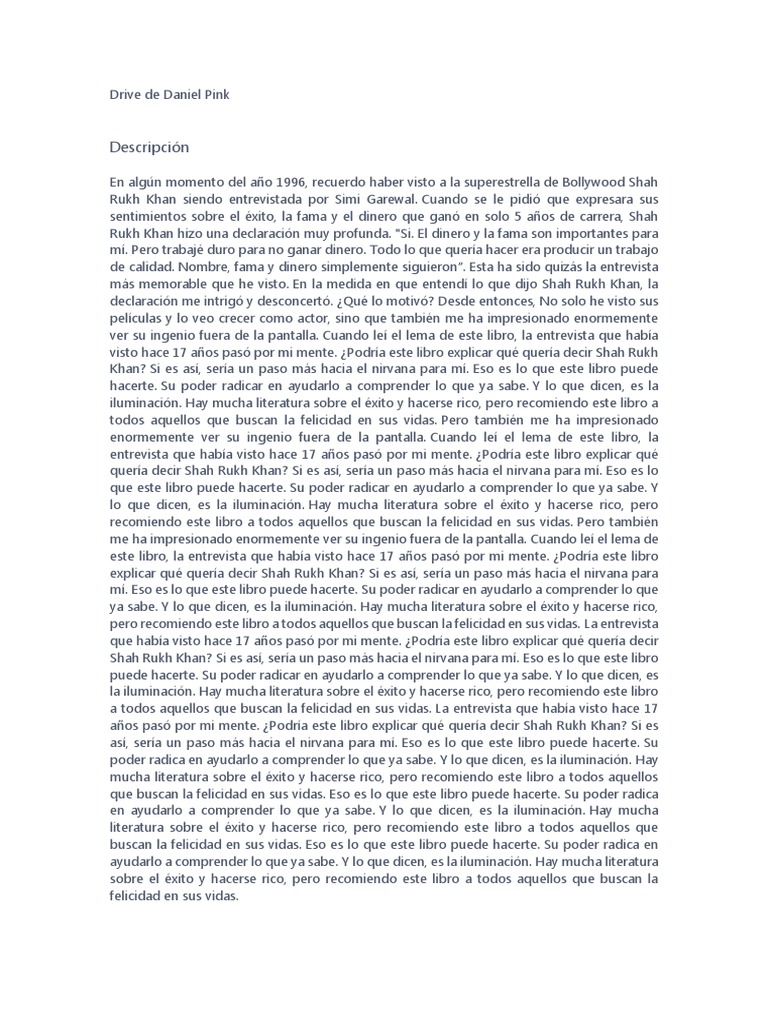 Drive de Daniel Pink | PDF | Experiencia | Felicidad