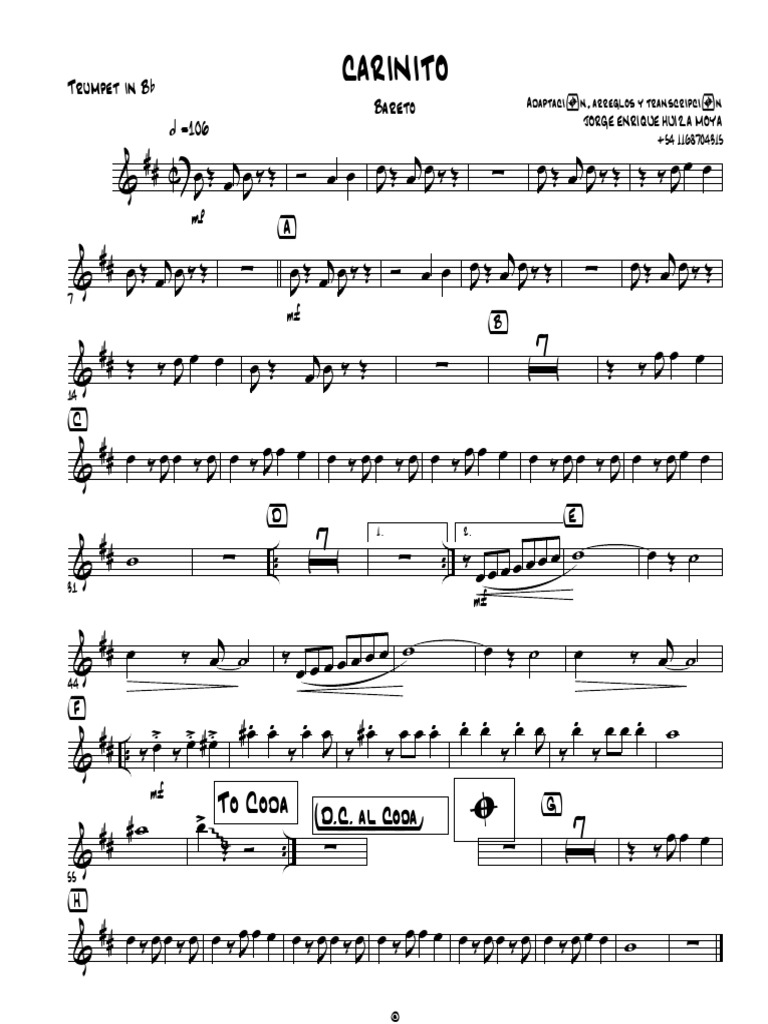 CARIÑITO Bareto Trumpet in BB PDF