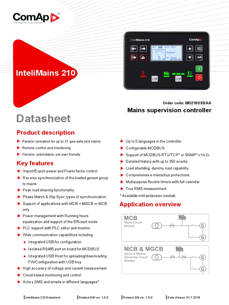 InteliMains 210 Datasheet PDF | PDF | Mains Electricity | Power Supply