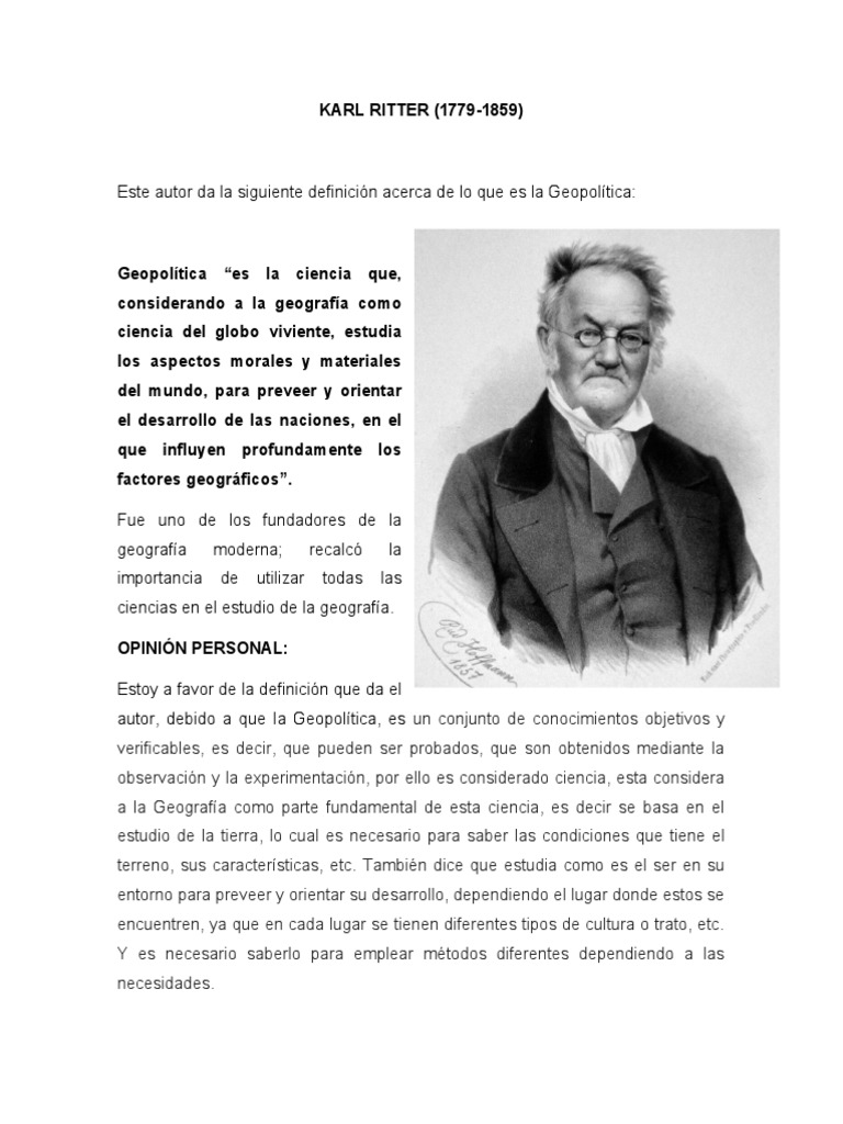 Karl Ritter: Fundador de la Geografía Moderna | PDF