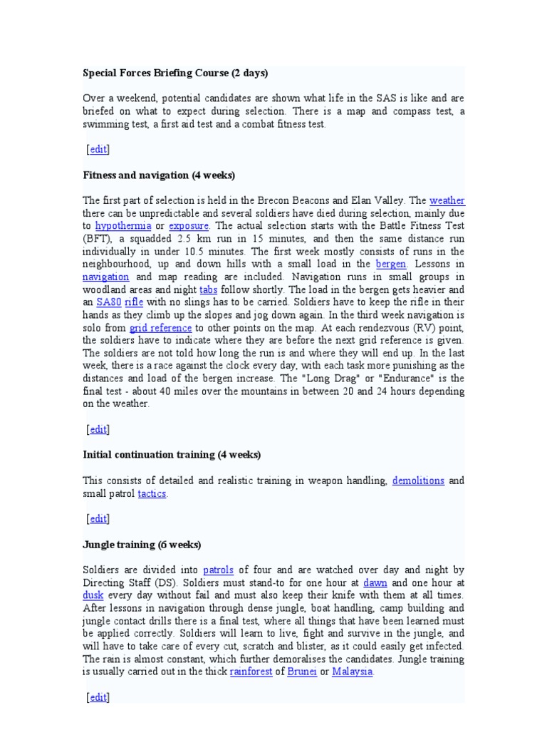 SAS Selection Training Overview | PDF | Military | Military Science