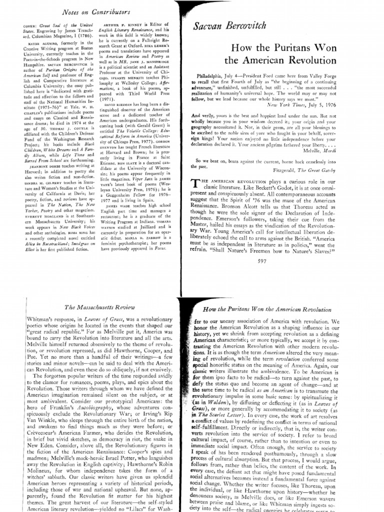 american essay imagination in puritan revaluation