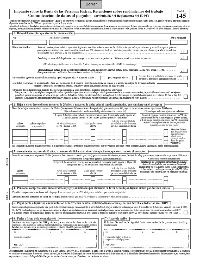 Modelo 145 PDF | PDF | Invalidez | Instituciones sociales