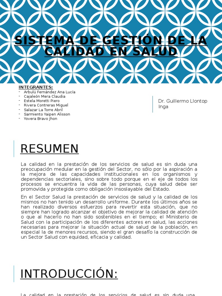 Sistema de Gestión de Calidad en Salud | PDF | Gestión de la calidad ...