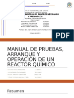 MANUAL DE PRUEBAS, ARRANQUE Y OPERACIÓN Reactor