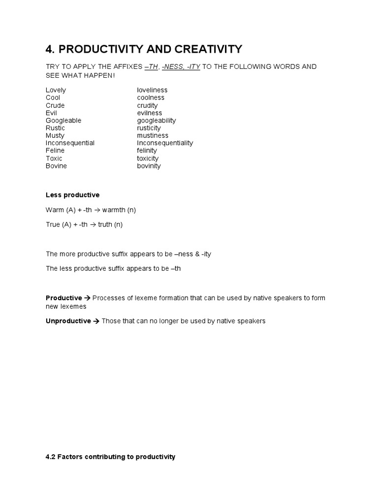 Language Productivity and Creativity | PDF | Linguistic Morphology ...