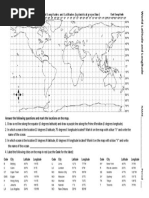 World Latitude and Longitude Worksheet PDF