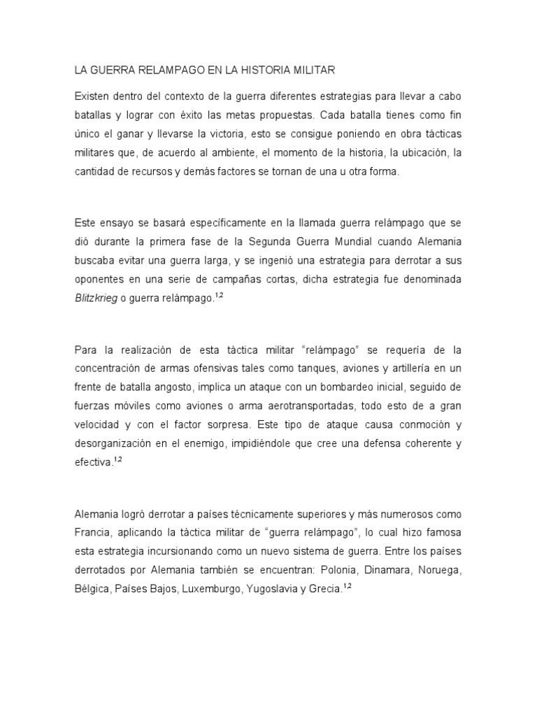 La Guerra Relampago en La Historia Militar PDF Guerra relámpago