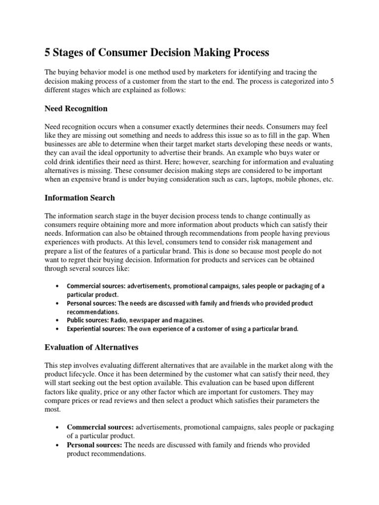5 Stages of Consumer Decision Making | PDF | Consumer Behaviour | Brand