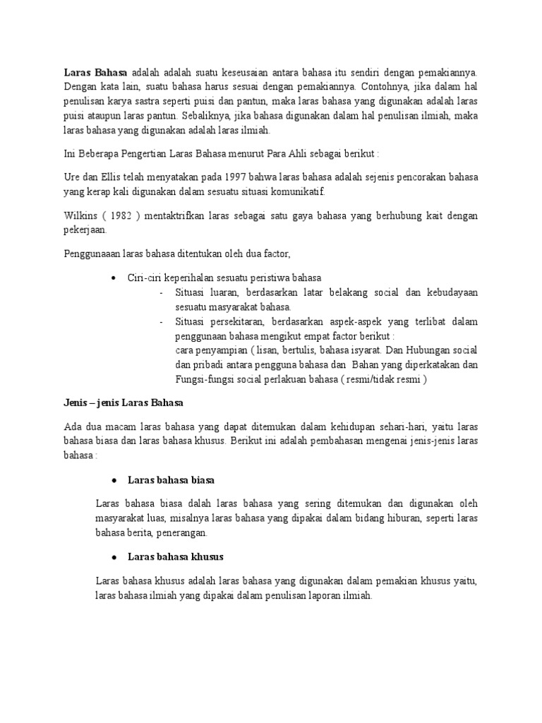 Tugas Laras Bahasa Kuliah Pdf