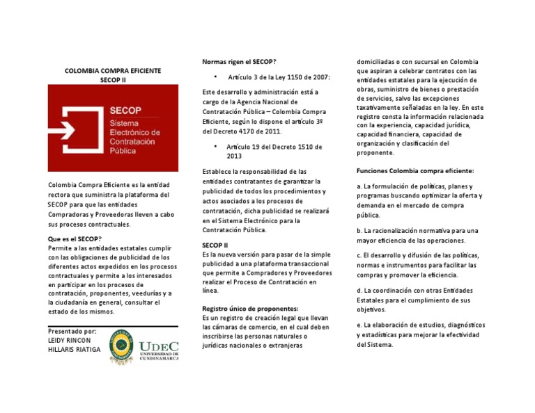 SECOP II: Plataforma de Contratación Pública en Colombia | PDF ...