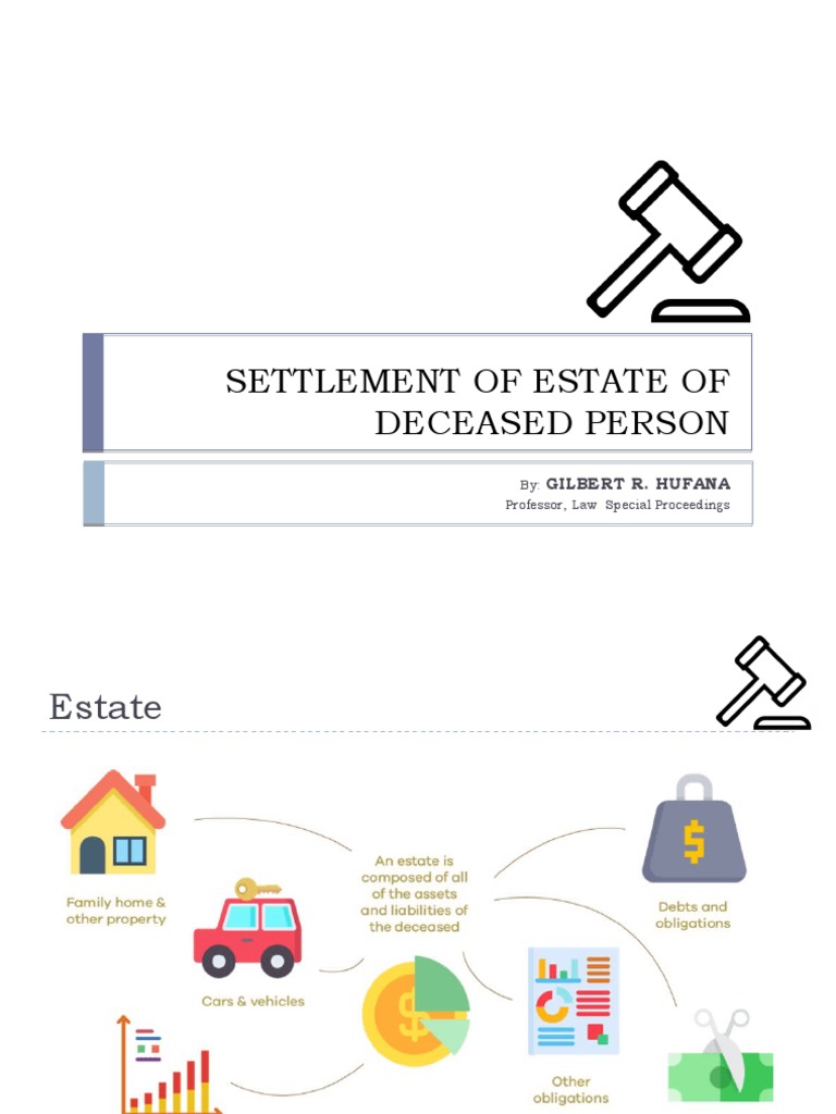 Lecture 02 Settlement of Estate of Deceased Person PDF Probate