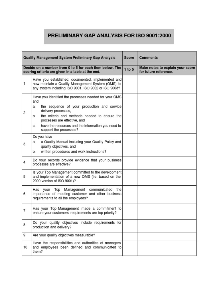 Gap Analysis | PDF | Quality Management System | Iso 9000