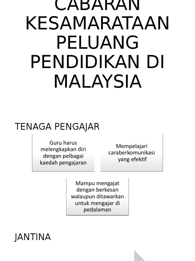 Cabaran Kesamarataan Peluang Pendidikan Di Malaysia  PDF