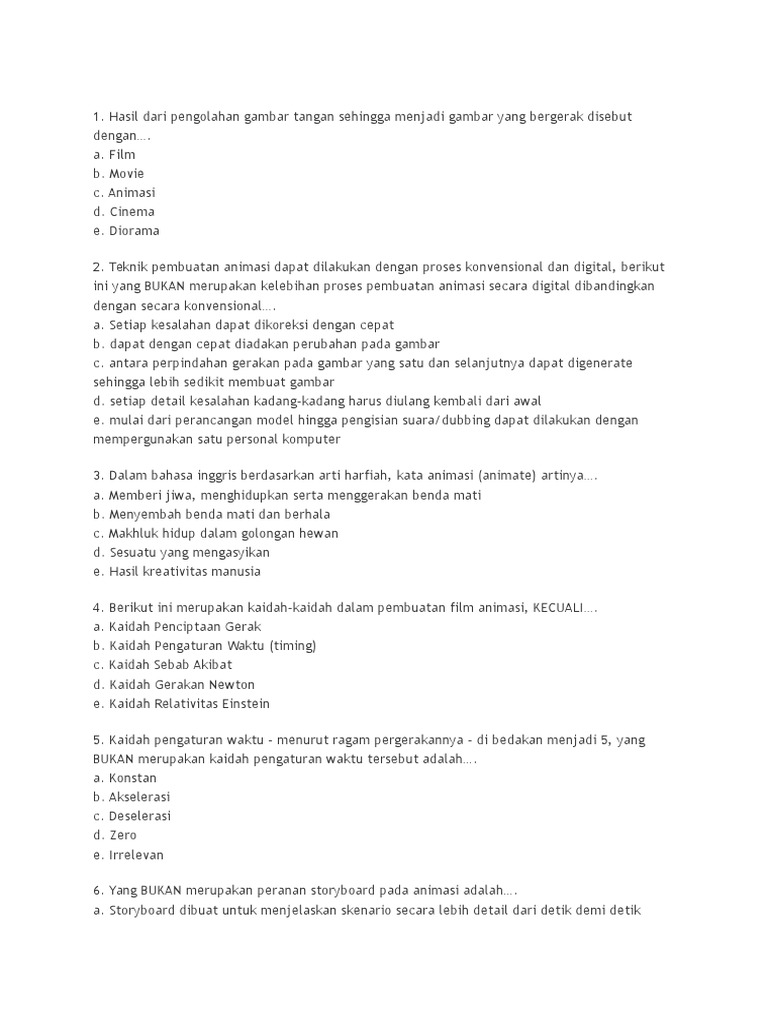 Contoh Soal Animasi PDF | PDF