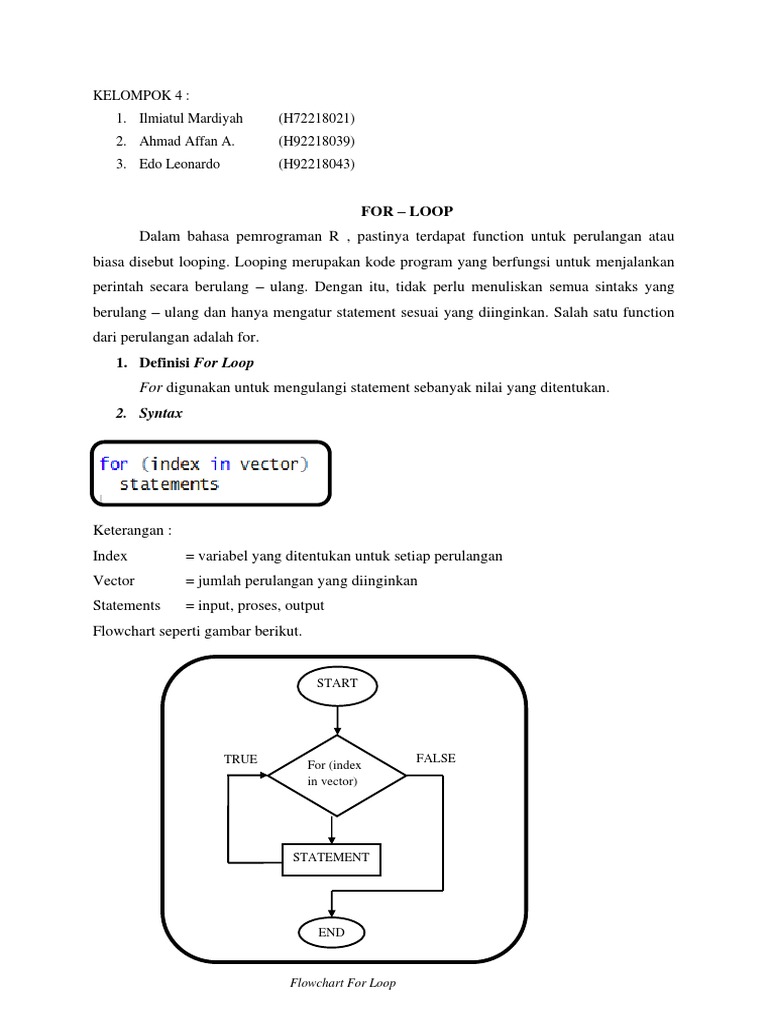 Penggunaan For Loop dalam R | PDF