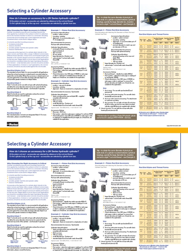 Parker Cylinder Accessory Selection | PDF | Piston | Cylinder (Engine)