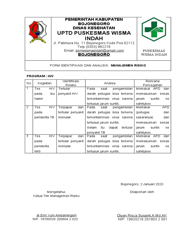 Manajemen Risiko Tes HIV di Puskesmas | PDF