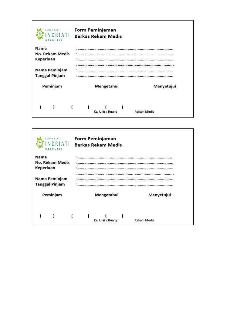 Form Peminjaman | PDF